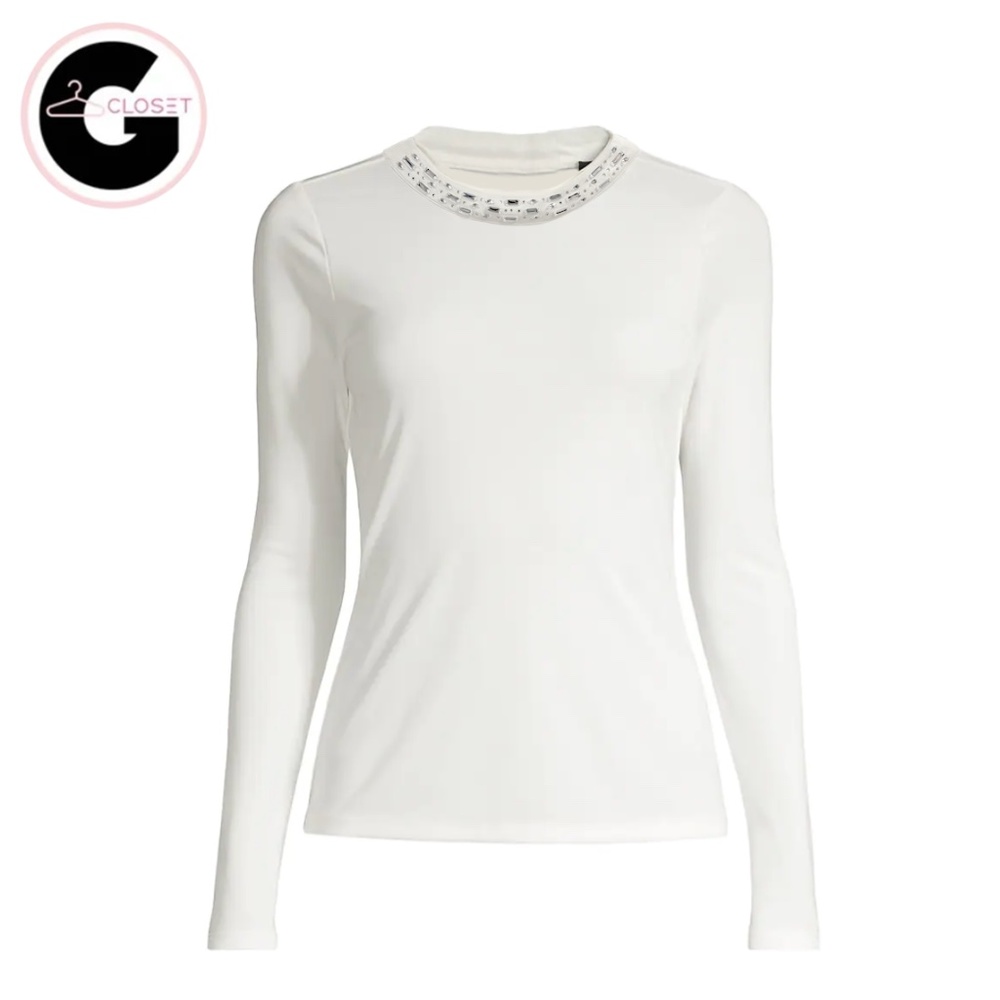 Susan Graver Crystal-Embellished Long-Sleeve Top
